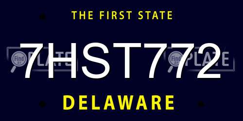 7HST772 Delaware License Plate