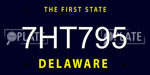 7HT795 Delaware License Plate