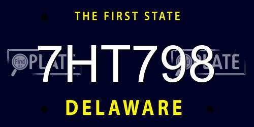 7HT798 Delaware License Plate