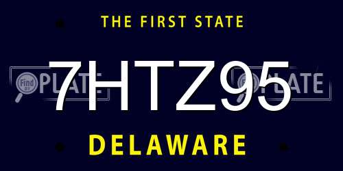 7HTZ95 Delaware License Plate