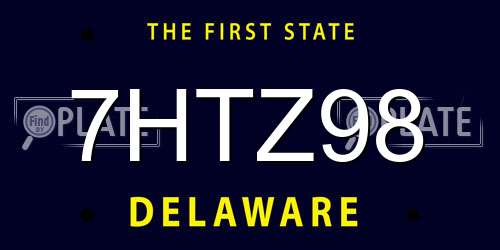 7HTZ98 Delaware License Plate