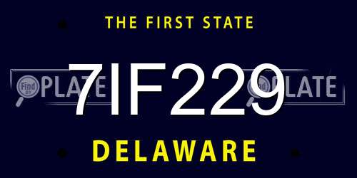 7IF229 Delaware License Plate