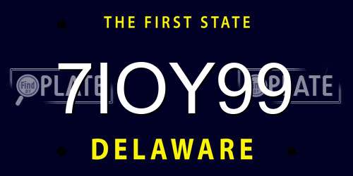 7IOY99 Delaware License Plate