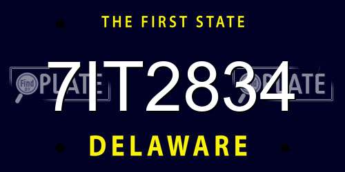 7IT2834 Delaware License Plate