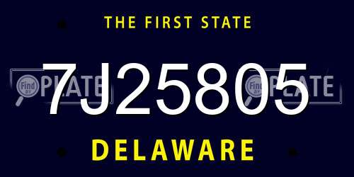 7J25805 Delaware License Plate