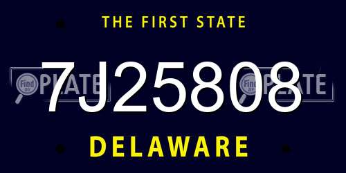 7J25808 Delaware License Plate
