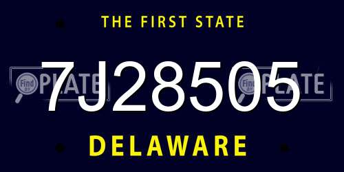 7J28505 Delaware License Plate