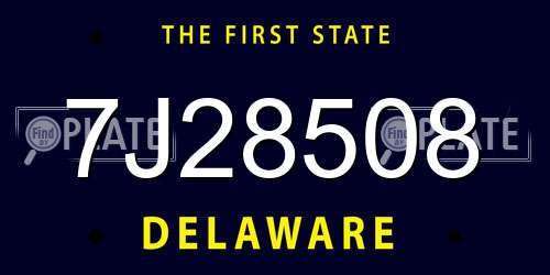7J28508 Delaware License Plate