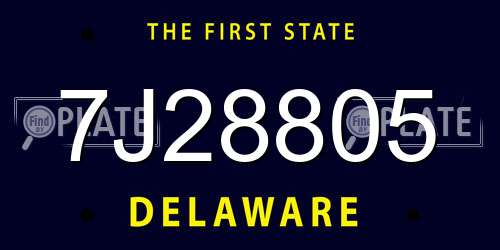 7J28805 Delaware License Plate