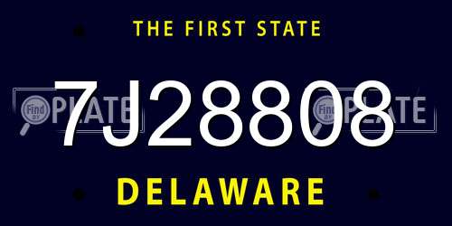 7J28808 Delaware License Plate