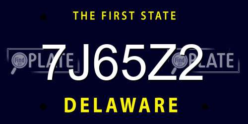 7J65Z2 Delaware License Plate