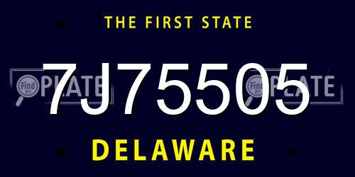 7J75505 Delaware License Plate