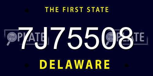 7J75508 Delaware License Plate