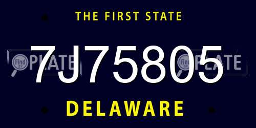 7J75805 Delaware License Plate