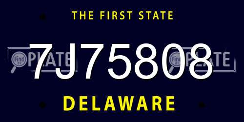 7J75808 Delaware License Plate
