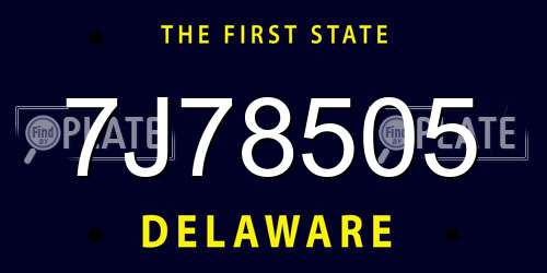 7J78505 Delaware License Plate