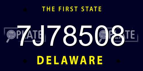 7J78508 Delaware License Plate