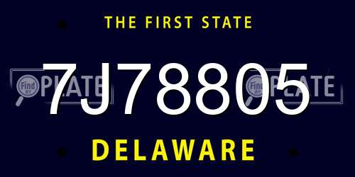 7J78805 Delaware License Plate