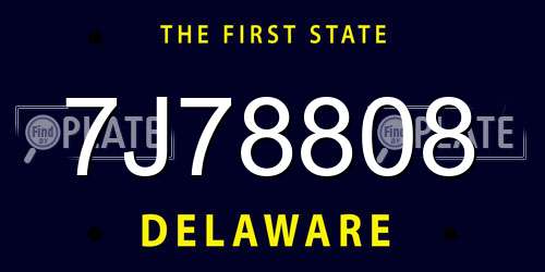 7J78808 Delaware License Plate