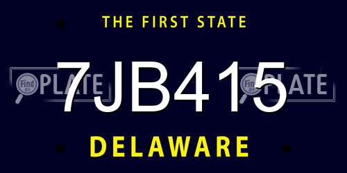 7JB415 Delaware License Plate