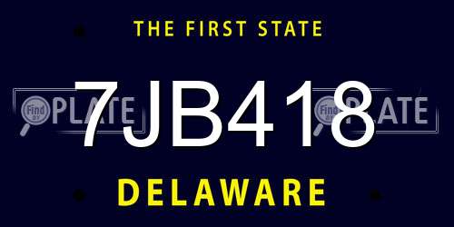 7JB418 Delaware License Plate