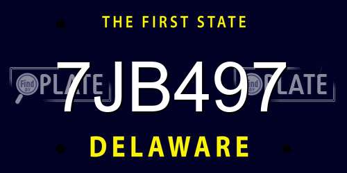 7JB497 Delaware License Plate