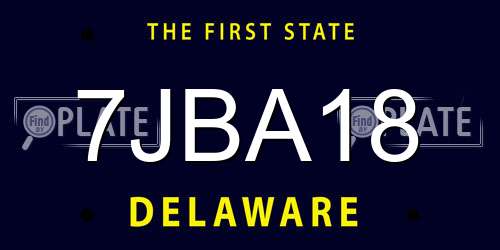 7JBA18 Delaware License Plate