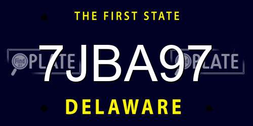 7JBA97 Delaware License Plate