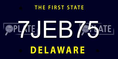 7JEB75 Delaware License Plate