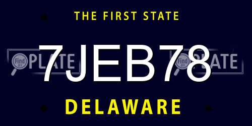 7JEB78 Delaware License Plate