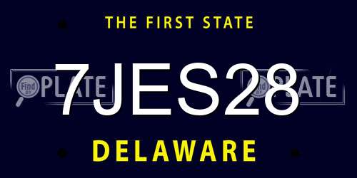 7JES28 Delaware License Plate