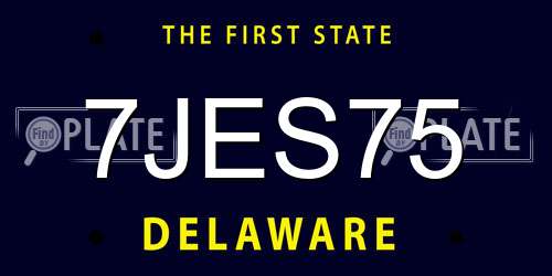 7JES75 Delaware License Plate
