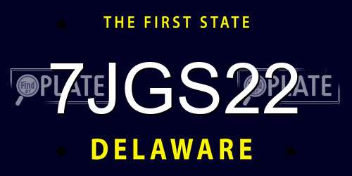 7JGS22 Delaware License Plate