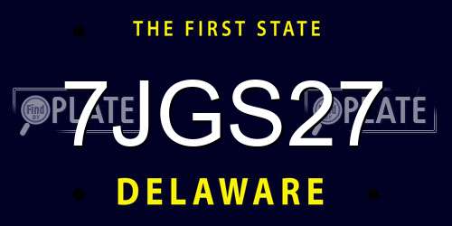 7JGS27 Delaware License Plate