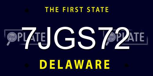 7JGS72 Delaware License Plate