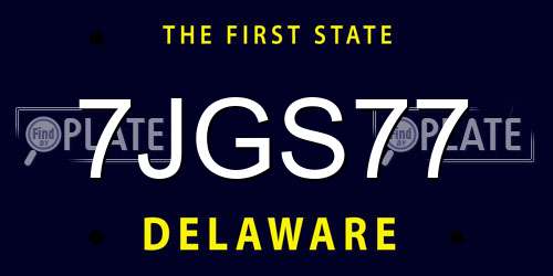 7JGS77 Delaware License Plate