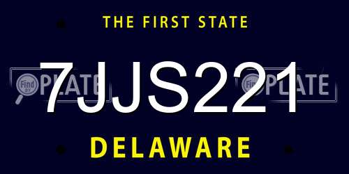 7JJS221 Delaware License Plate