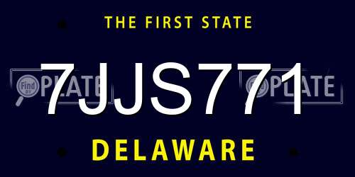 7JJS771 Delaware License Plate