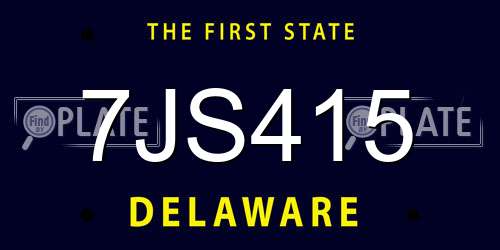7JS415 Delaware License Plate
