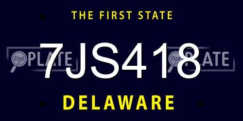 7JS418 Delaware License Plate