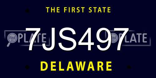 7JS497 Delaware License Plate