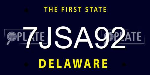 7JSA92 Delaware License Plate