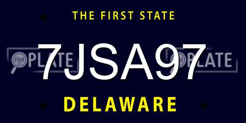 7JSA97 Delaware License Plate