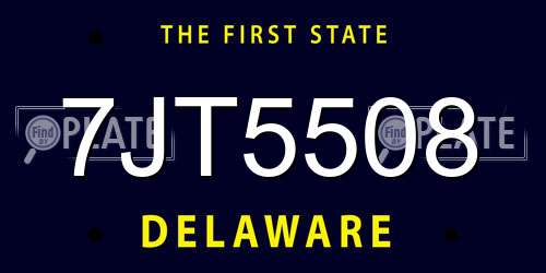 7JT5508 Delaware License Plate