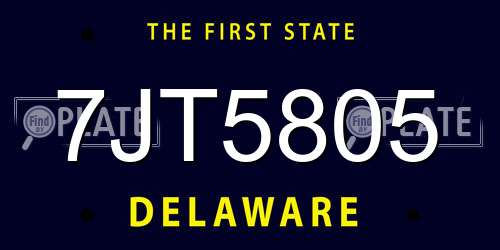 7JT5805 Delaware License Plate
