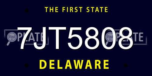 7JT5808 Delaware License Plate