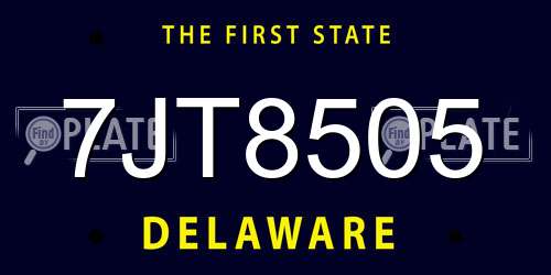 7JT8505 Delaware License Plate