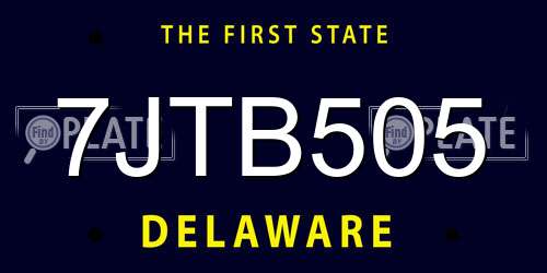 7JTB505 Delaware License Plate