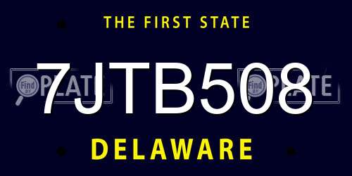 7JTB508 Delaware License Plate