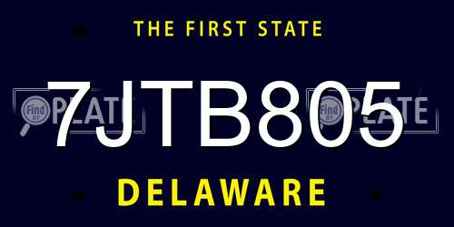 7JTB805 Delaware License Plate